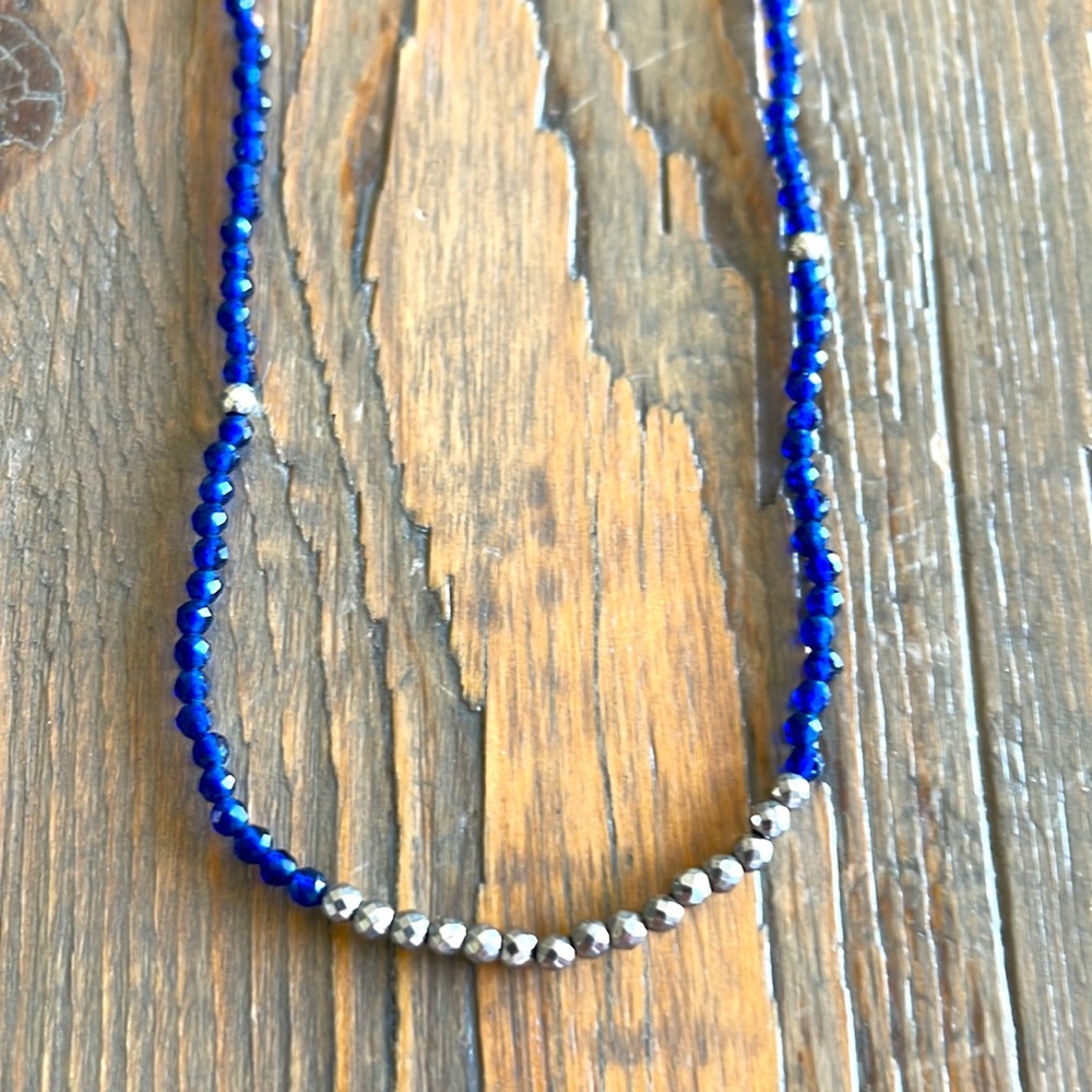 Blue & Silver Beaded Necklace